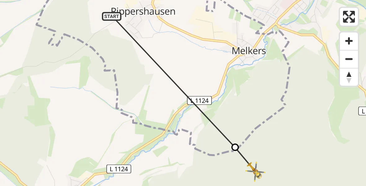 Flugroute Rettungshubschrauber Rippershausen - Meiningen, 20 August 2026, 18:44