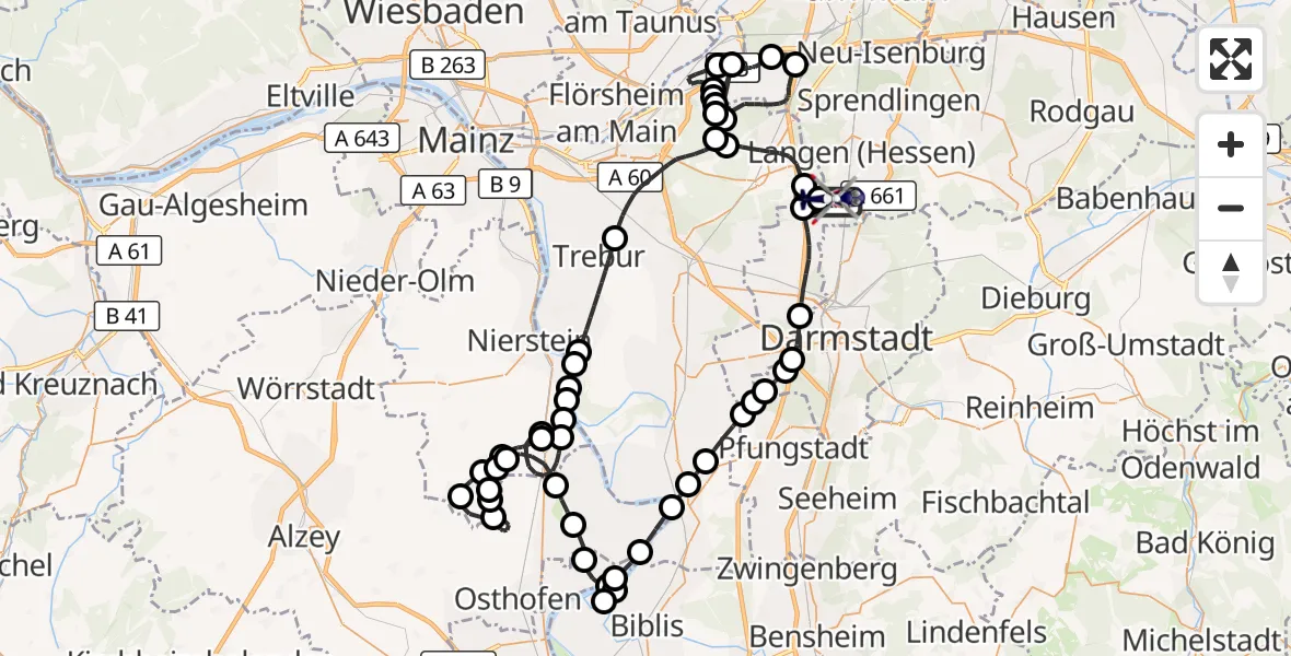 Flugroute Polizeihubschrauber Flughafen Frankfurt-Egelsbach - Flughafen Frankfurt-Egelsbach, 20 August 2026, 19:06