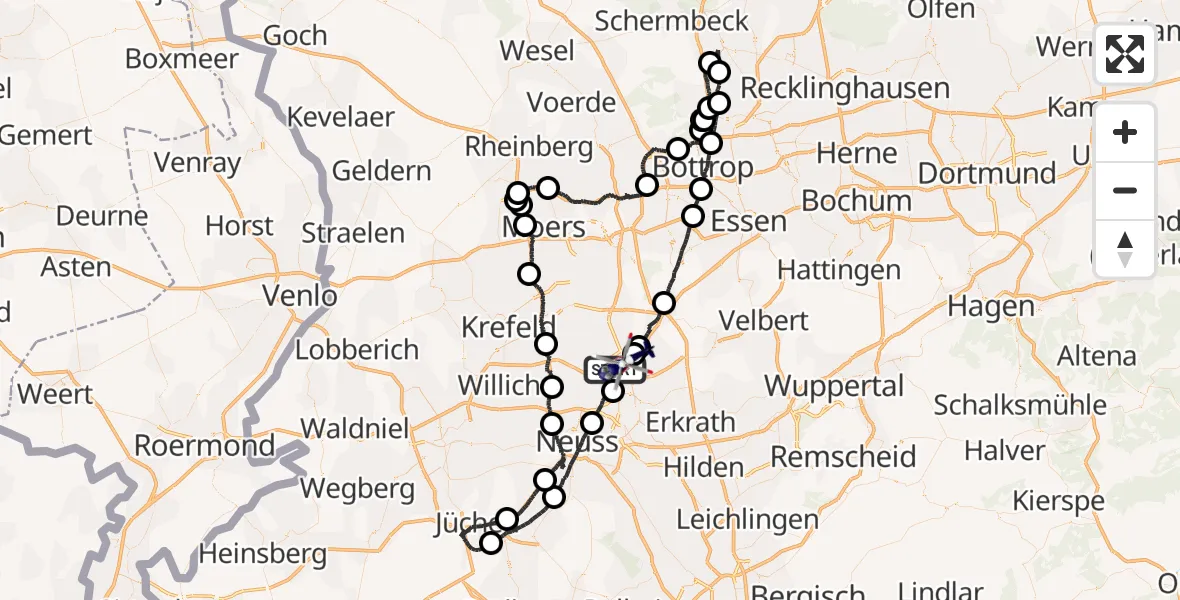 Flugroute Polizeihubschrauber Düsseldorf Flughafen - Düsseldorf Flughafen, 20 August 2026, 21:01