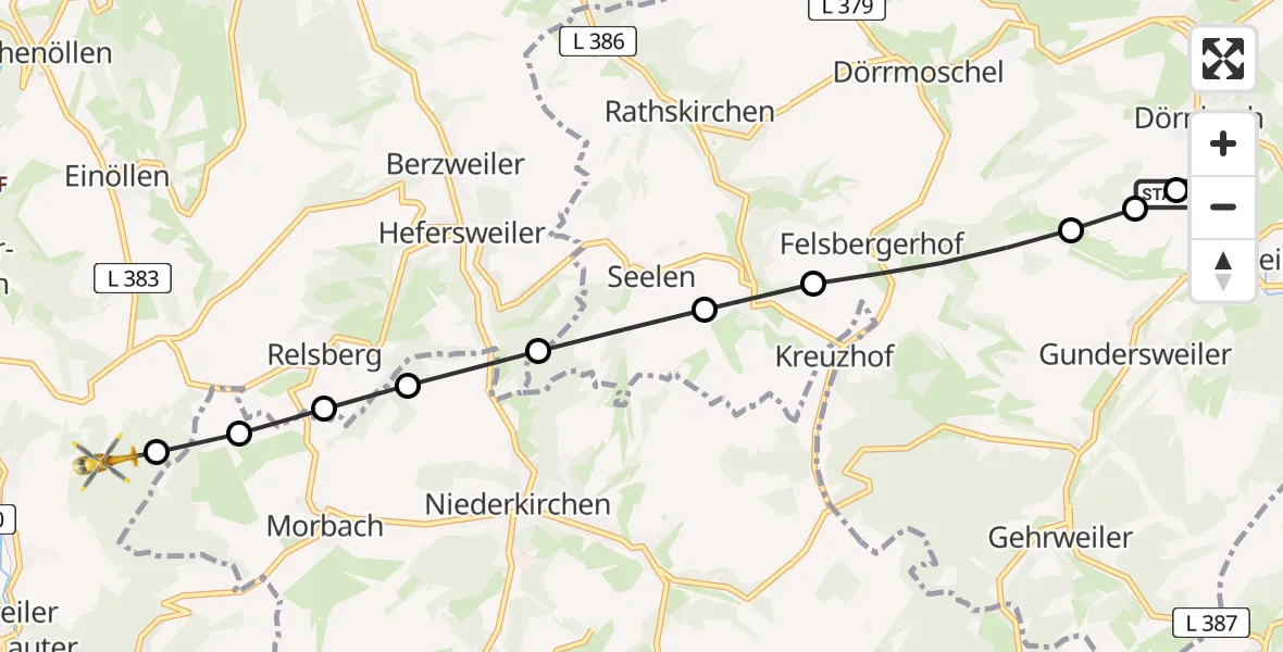 Flugroute Rettungshubschrauber Rockenhausen - Wolfstein, 21 August 2026, 06:33