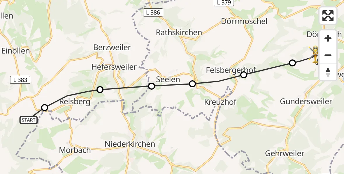 Flugroute Rettungshubschrauber Wolfstein - Rockenhausen, 21 August 2026, 07:09
