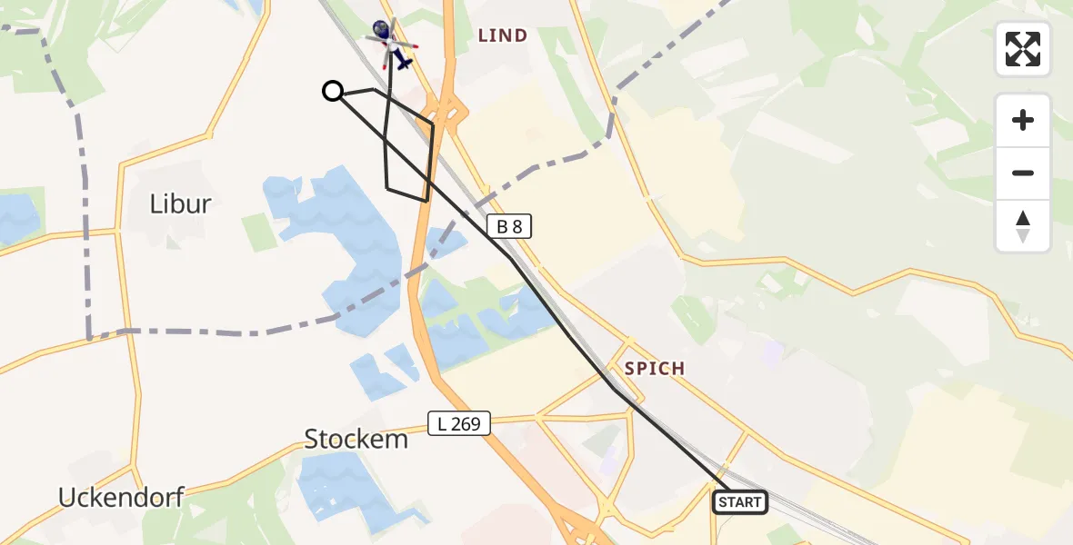 Flugroute Polizeihubschrauber Troisdorf - Köln, 21 August 2026, 08:29