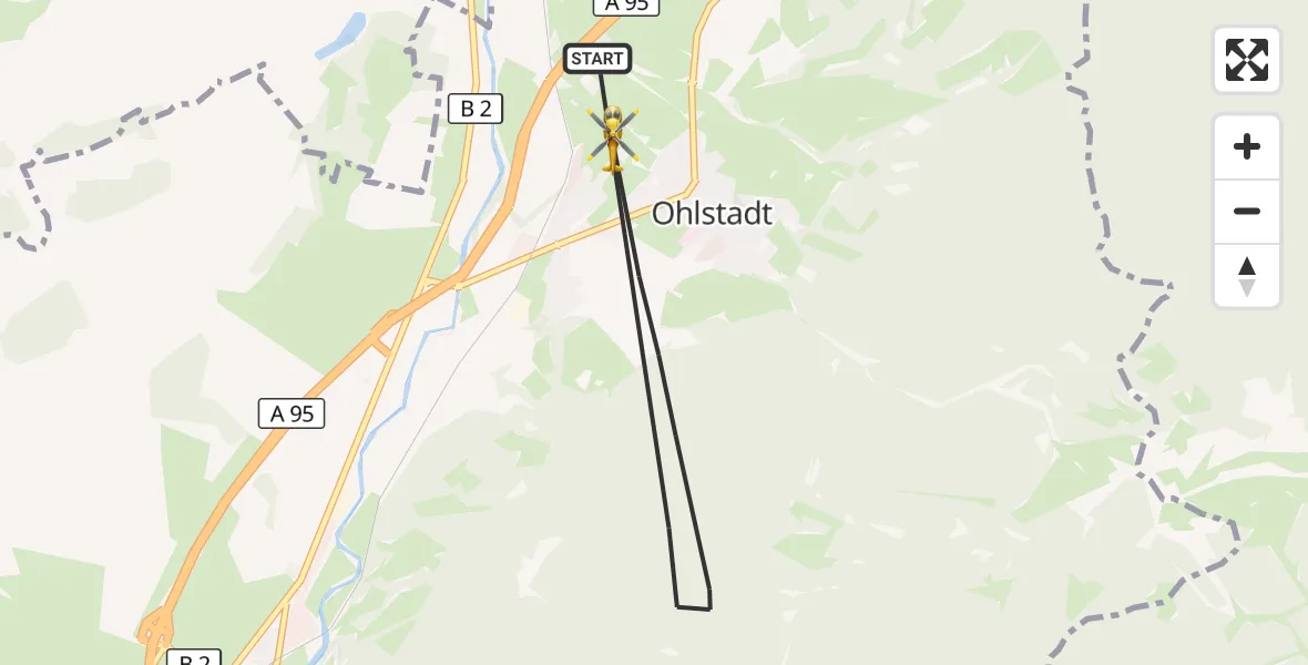 Flugroute Rettungshubschrauber Ohlstadt - Ohlstadt, 21 August 2026, 08:32
