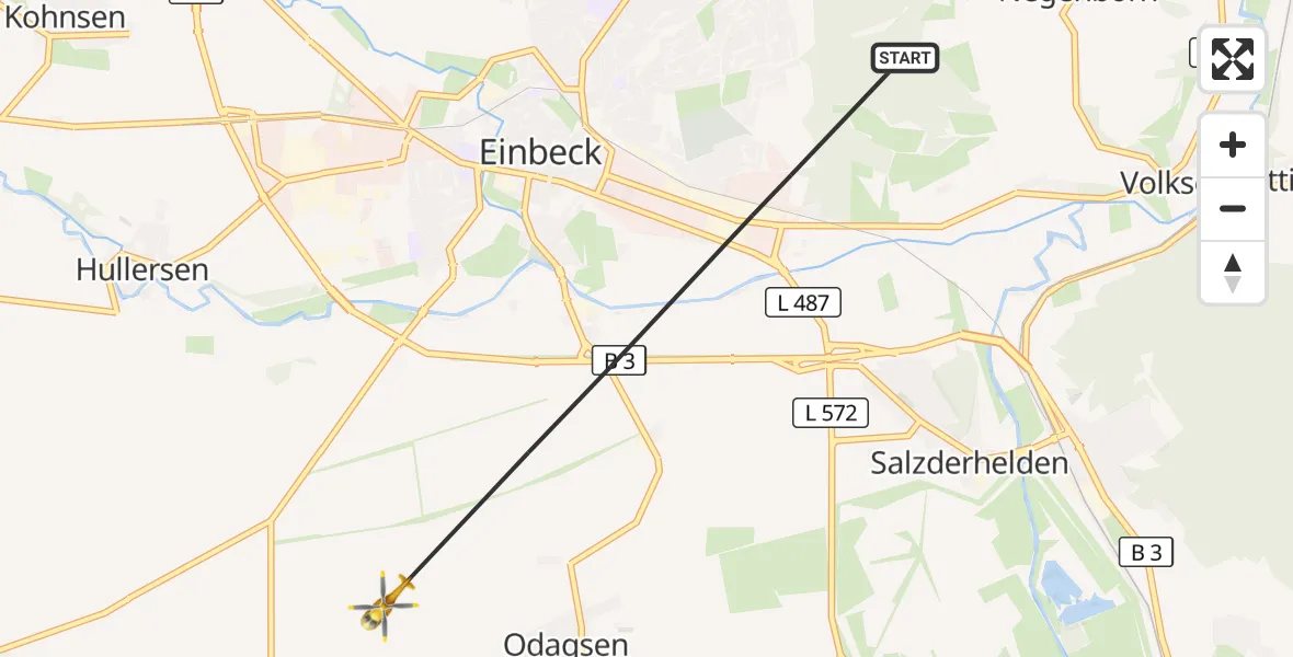 Flugroute Rettungshubschrauber Einbeck - Einbeck, 21 August 2026, 08:54