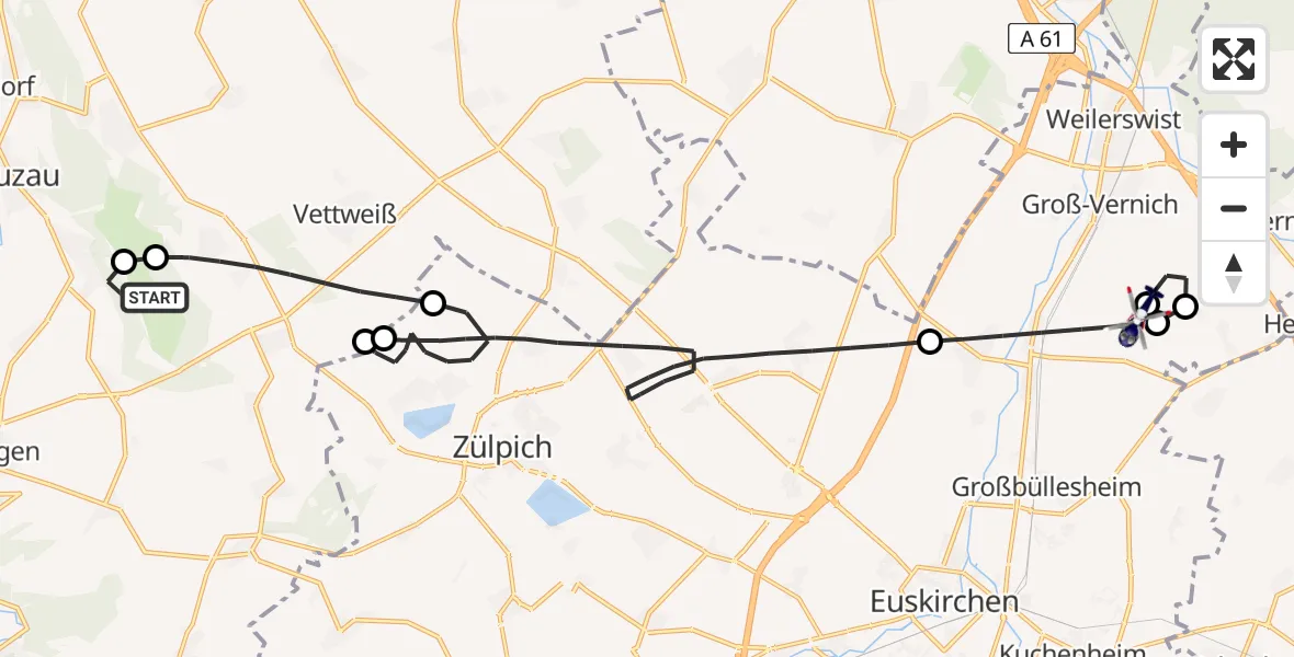 Flugroute Polizeihubschrauber Vettweiß - Weilerswist UL, 21 August 2026, 09:40