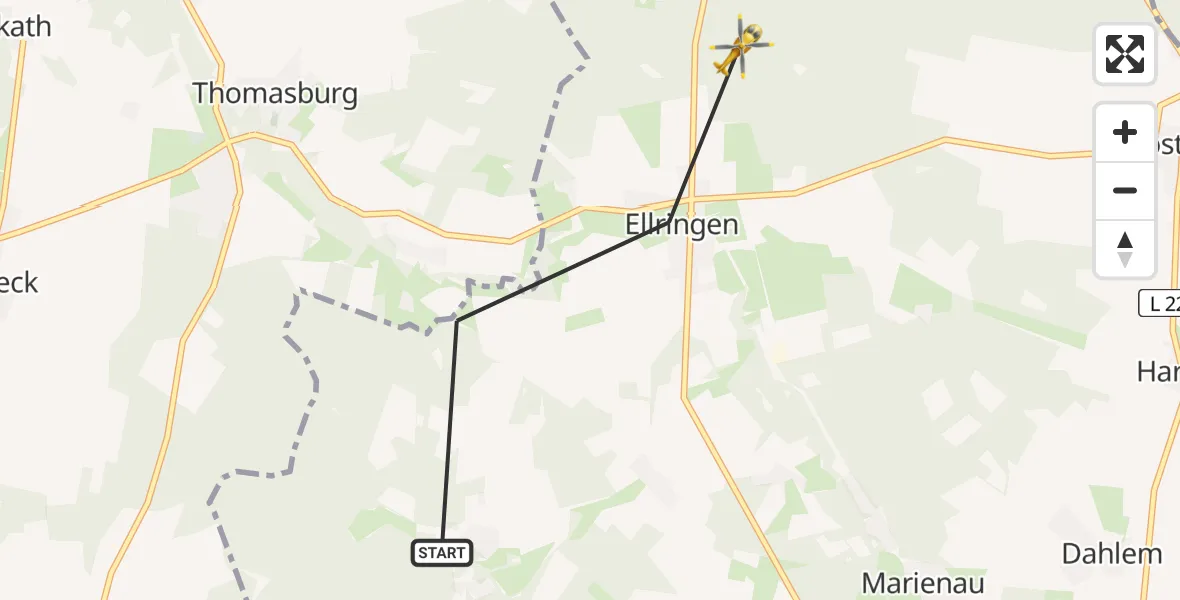 Flugroute Rettungshubschrauber Dahlenburg - Dahlenburg, 21 August 2026, 09:42