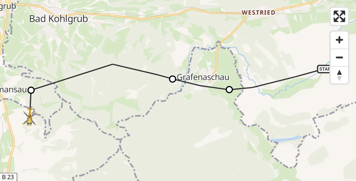 Flugroute Rettungshubschrauber Murnau a.Staffelsee - Unterammergau, 21 August 2026, 11:10