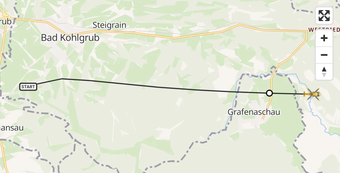 Flugroute Rettungshubschrauber Bad Kohlgrub - Murnau a.Staffelsee, 21 August 2026, 11:35