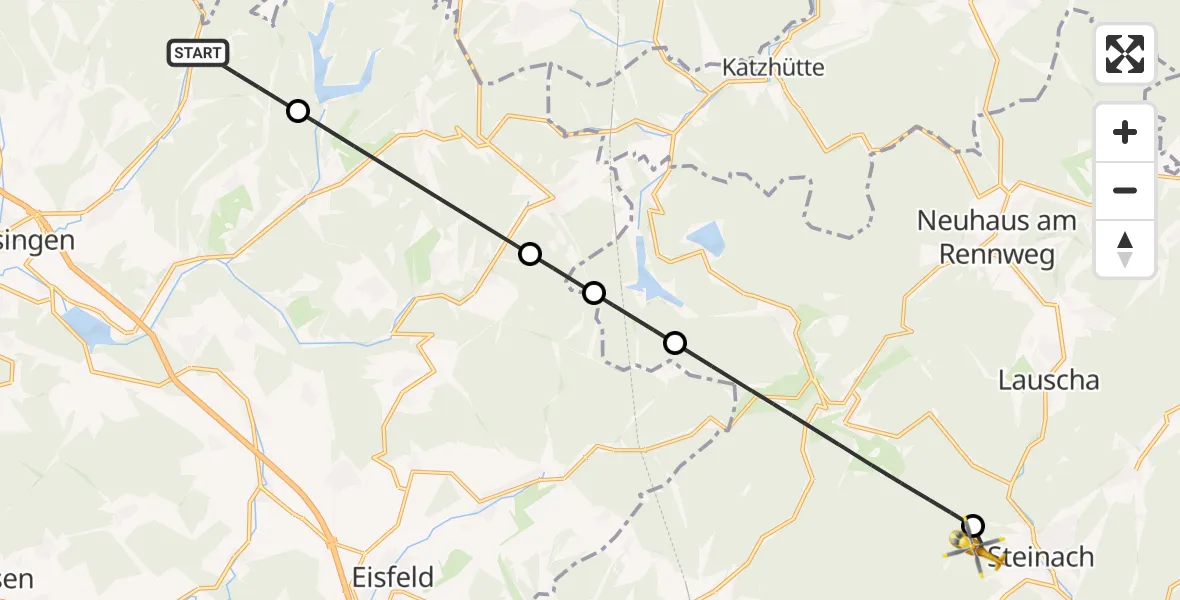 Flugroute Rettungshubschrauber Schleusingen - Steinach, 21 August 2026, 11:49