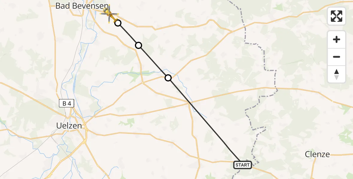 Flugroute Rettungshubschrauber Suhlendorf - Bad Bevensen, 21 August 2026, 11:59