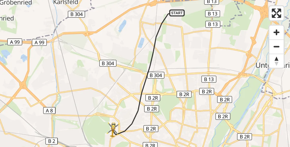 Flugroute Rettungshubschrauber München - München, 21 August 2026, 12:14