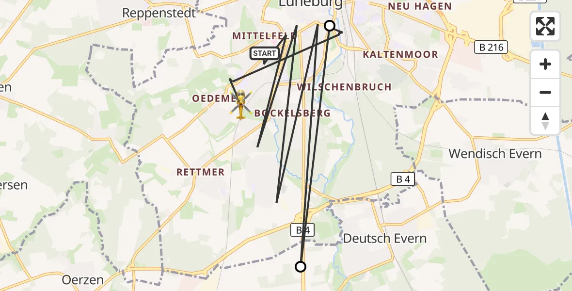 Flugroute Rettungshubschrauber Lüneburg - Lüneburg, 21 August 2026, 12:28