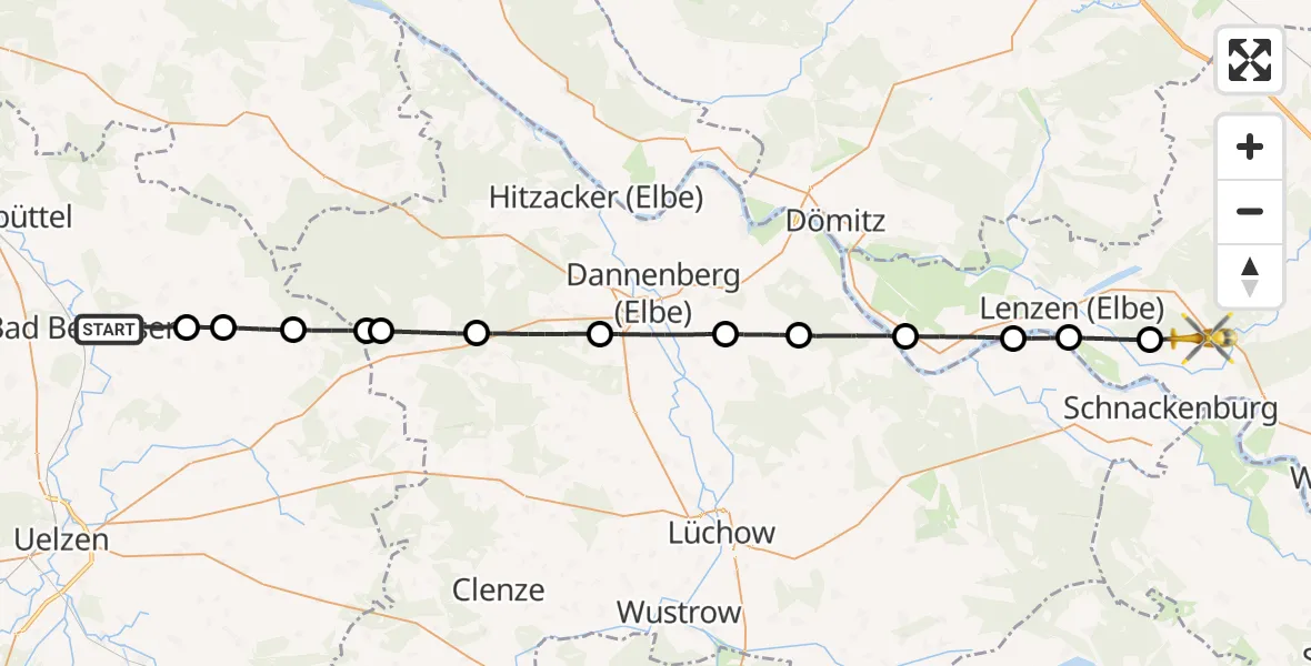 Flugroute Rettungshubschrauber Bad Bevensen - Lanz, 21 August 2026, 12:44