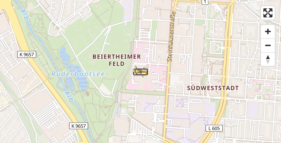 Flugroute Ambulanzhubschrauber Sankt Vincentius Hospital - Sankt Vincentius Hospital, 21 August 2026, 12:54
