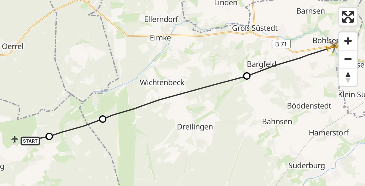 Flugroute Rettungshubschrauber Militärflugplatz Faßberg - Gerdau, 21 August 2026, 13:12