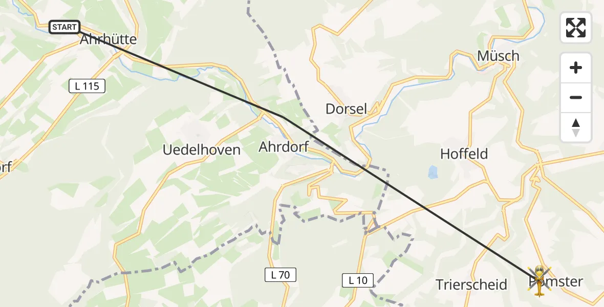 Flugroute Ambulanzhubschrauber Blankenheim - Pomster, 21 August 2026, 13:38