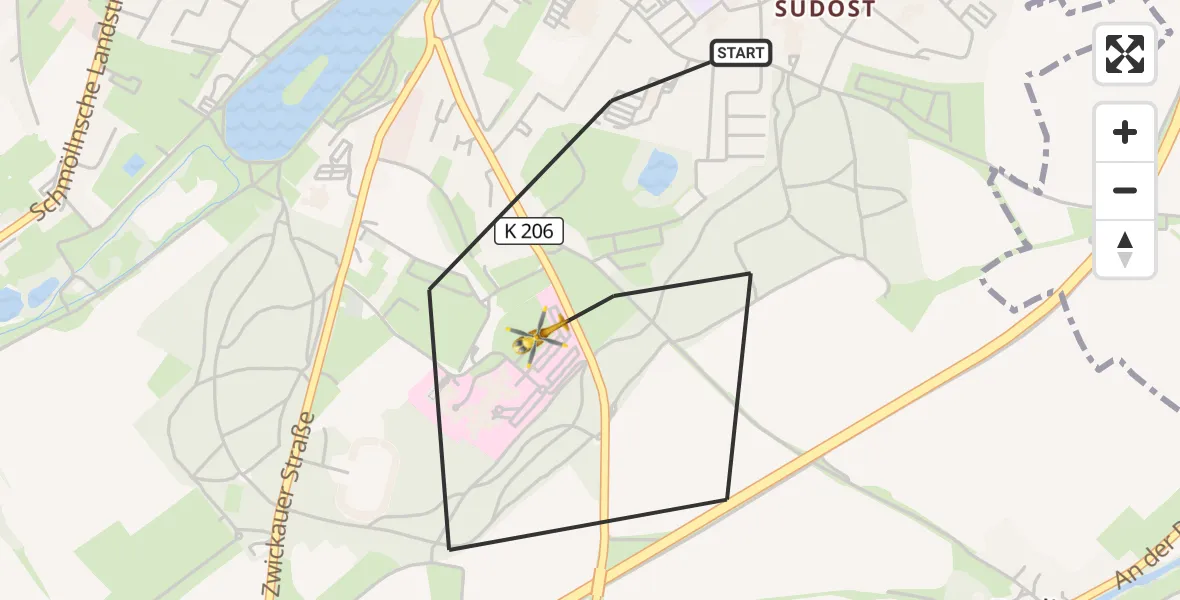 Flugroute Rettungshubschrauber Altenburg - Altenburg, 21 August 2026, 14:12