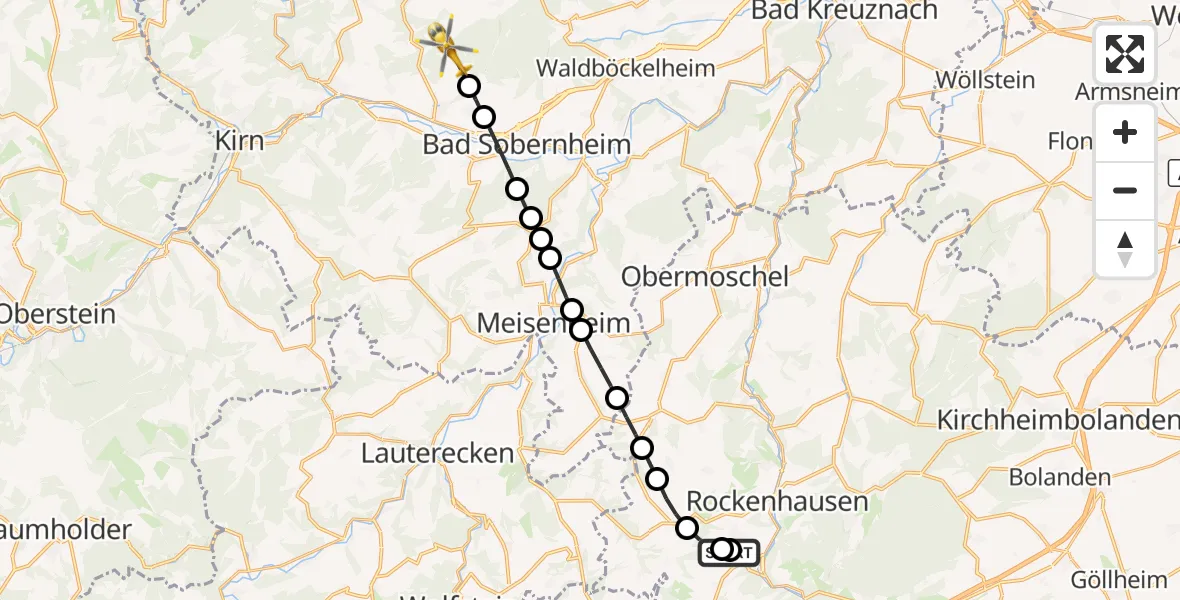 Flugroute Rettungshubschrauber Rockenhausen - Auen, 21 August 2026, 15:32