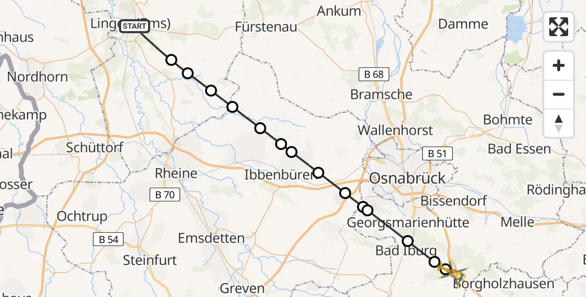 Flugroute Ambulanzhubschrauber Lingen (Ems) - Bad Rothenfelde, 21 August 2026, 15:57