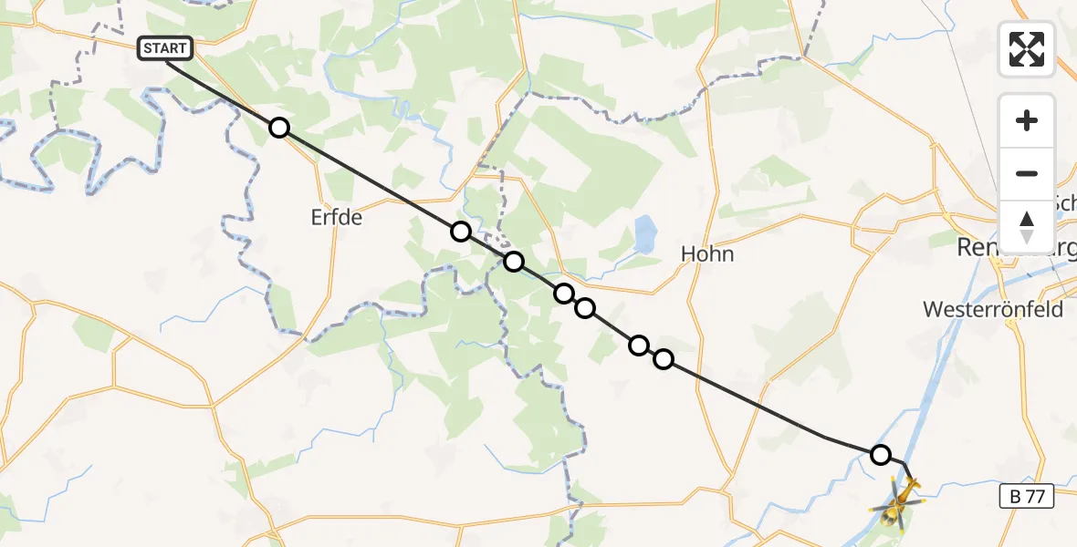 Flugroute Ambulanzhubschrauber Stapel - Hörsten, 21 August 2026, 16:06