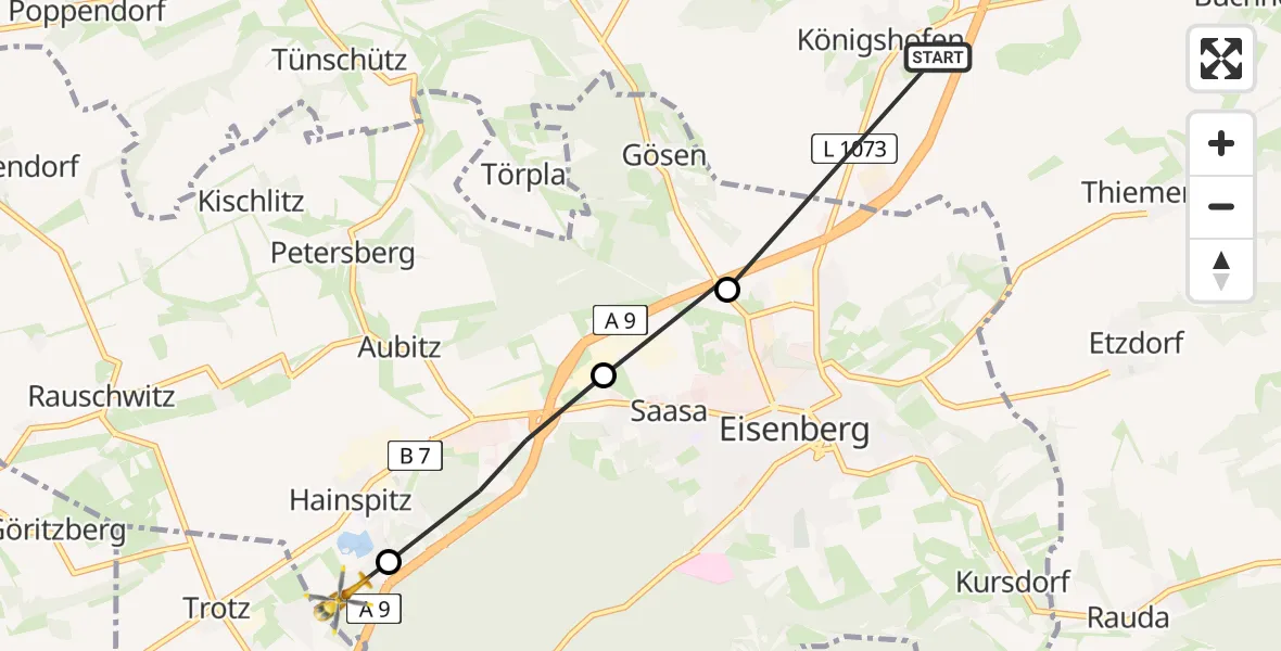 Flugroute Rettungshubschrauber Heideland - Hainspitz, 21 August 2026, 16:18