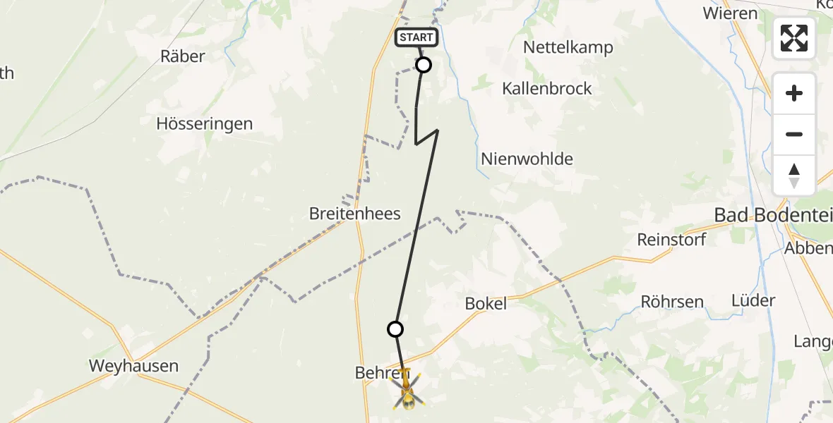Flugroute Rettungshubschrauber Uelzen - Sprakensehl, 21 August 2026, 17:06