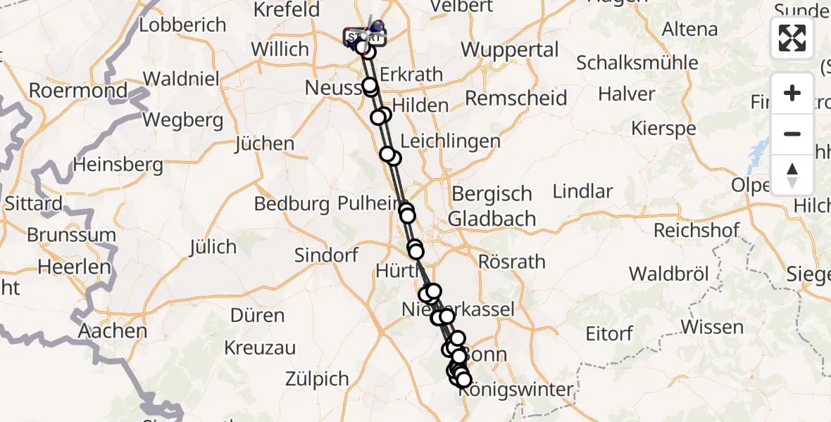 Flugroute Polizeihubschrauber Düsseldorf Flughafen - Düsseldorf Flughafen, 21 August 2026, 17:12