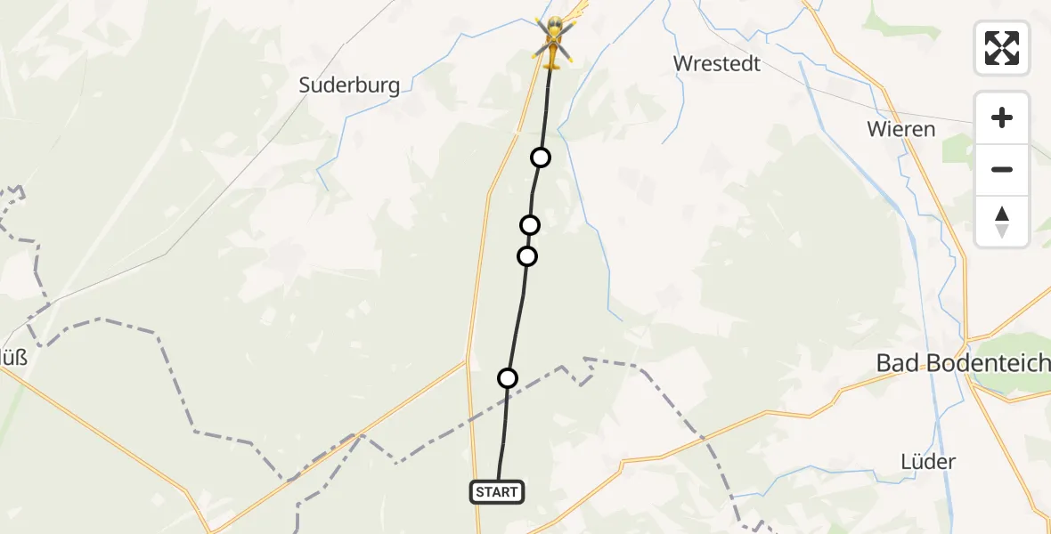 Flugroute Rettungshubschrauber Sprakensehl - Uelzen, 21 August 2026, 17:38