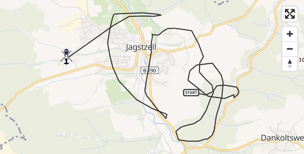 Flugroute Polizeihubschrauber Jagstzell - Jagstzell, 21 August 2026, 18:54