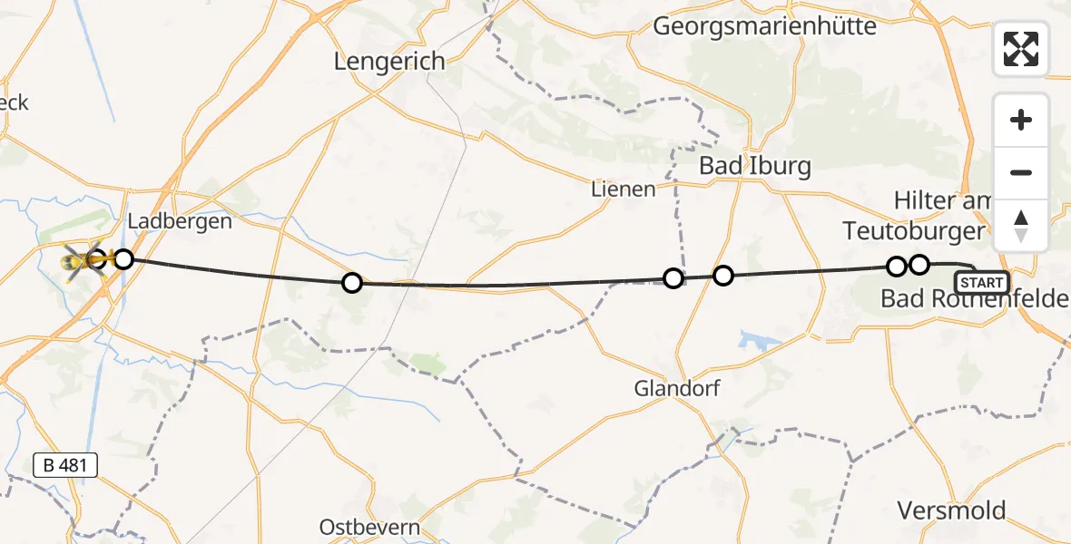 Flugroute Ambulanzhubschrauber Bad Rothenfelde - Christoph  Westfalen-ADAC, 22 August 2026, 02:12