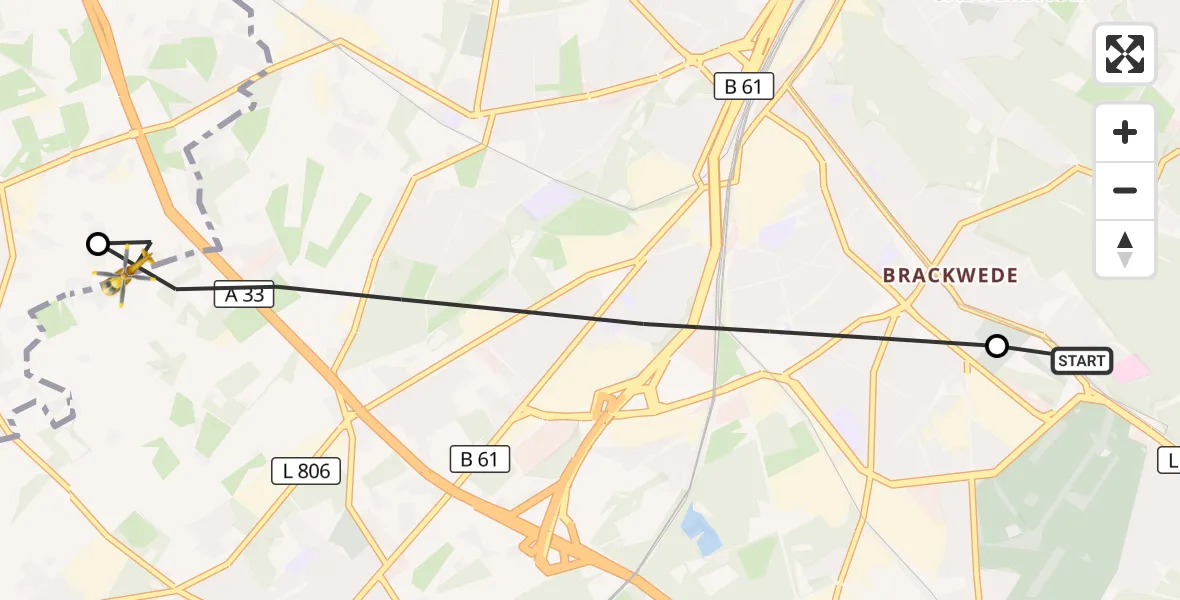 Flugroute Rettungshubschrauber Luftrettungszentrum Bielefeld - Steinhagen, 22 August 2026, 07:01