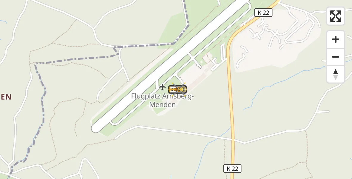 Flugroute Rettungshubschrauber Arnsberg-Menden Flugplatz - Arnsberg-Menden Flugplatz, 22 August 2026, 07:21