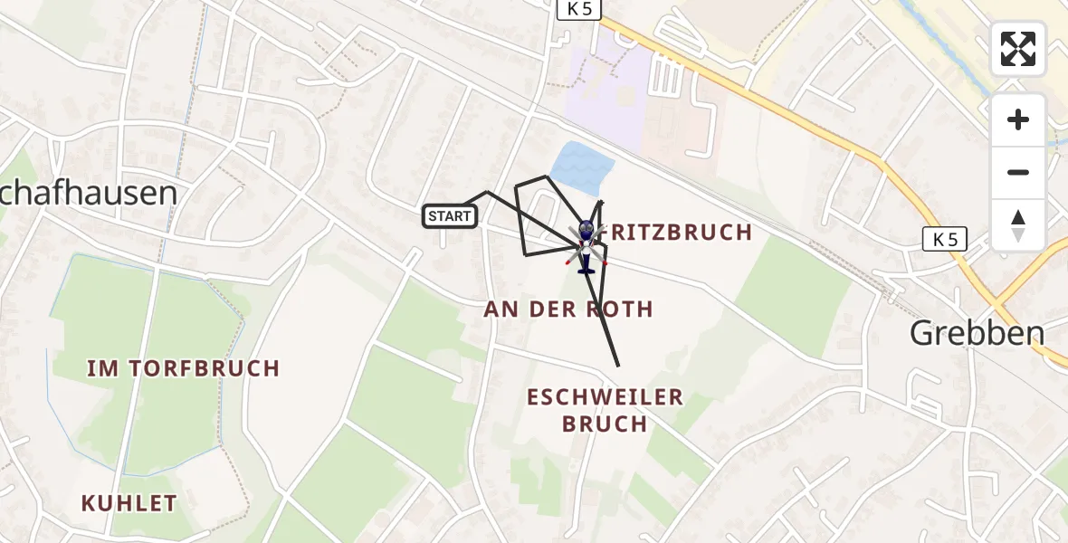 Flugroute Polizeihubschrauber Heinsberg - Heinsberg, 22 August 2026, 07:32