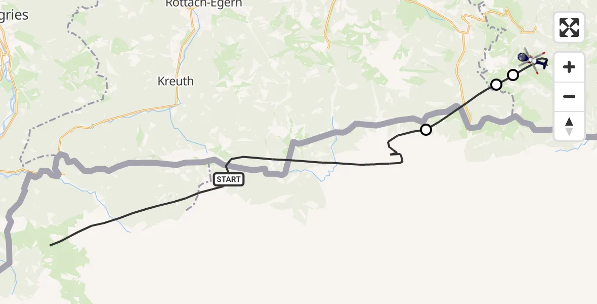 Flugroute Polizeihubschrauber Kreuth - Oberaudorf, 22 August 2026, 09:26
