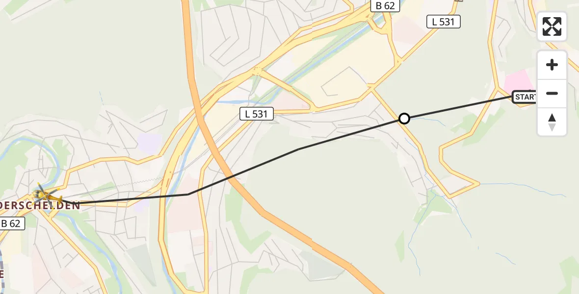 Flugroute Rettungshubschrauber Evangelisches Jung-Stilling Hospital - Siegen, 22 August 2026, 09:36