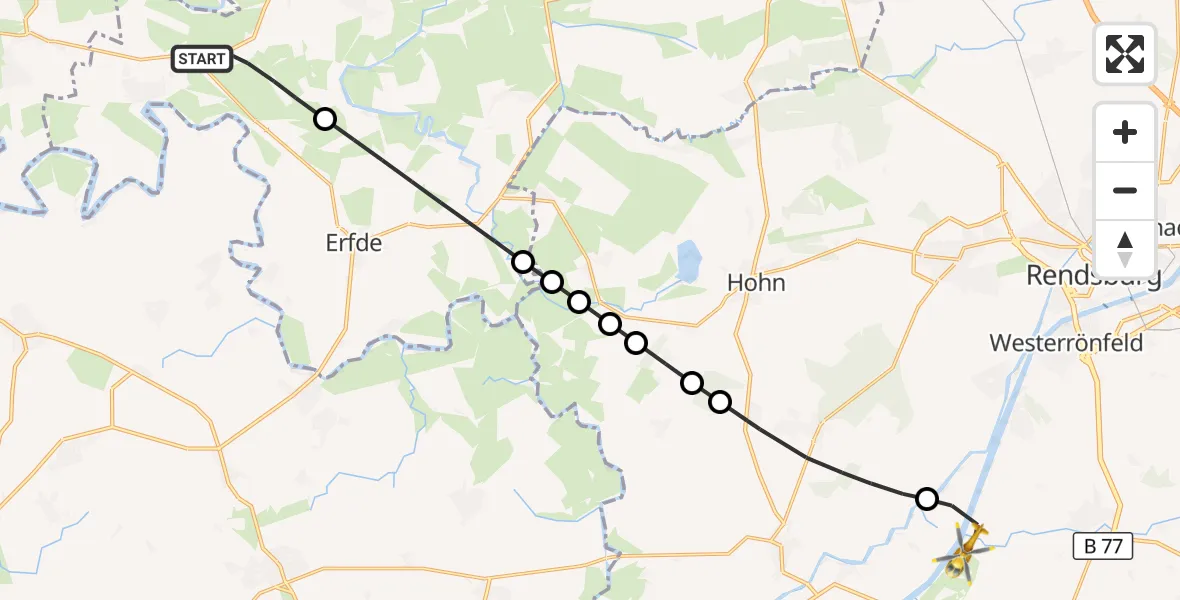 Flugroute Ambulanzhubschrauber Stapel - Hörsten, 22 August 2026, 10:46
