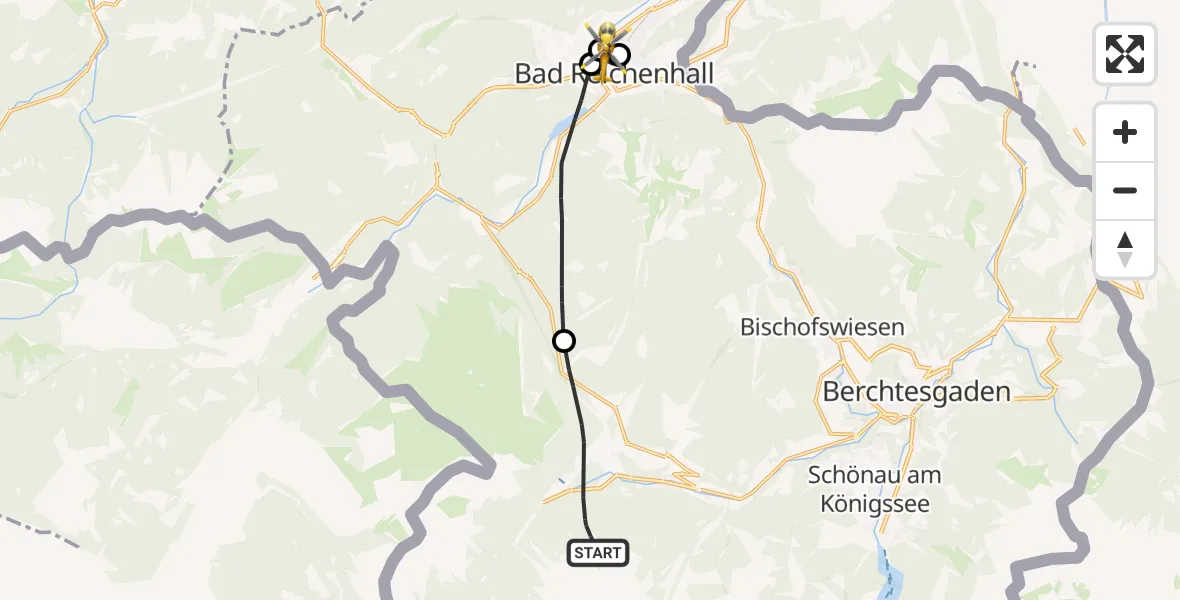 Flugroute Rettungshubschrauber Ramsau b.Berchtesgaden - Bad Reichenhall Hospital, 22 August 2026, 11:43