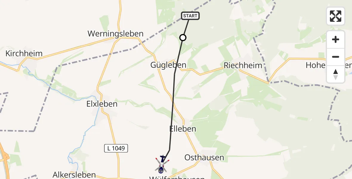 Flugroute Polizeihubschrauber Amt Wachsenburg - Osthausen-Wülfershausen, 22 August 2026, 12:26