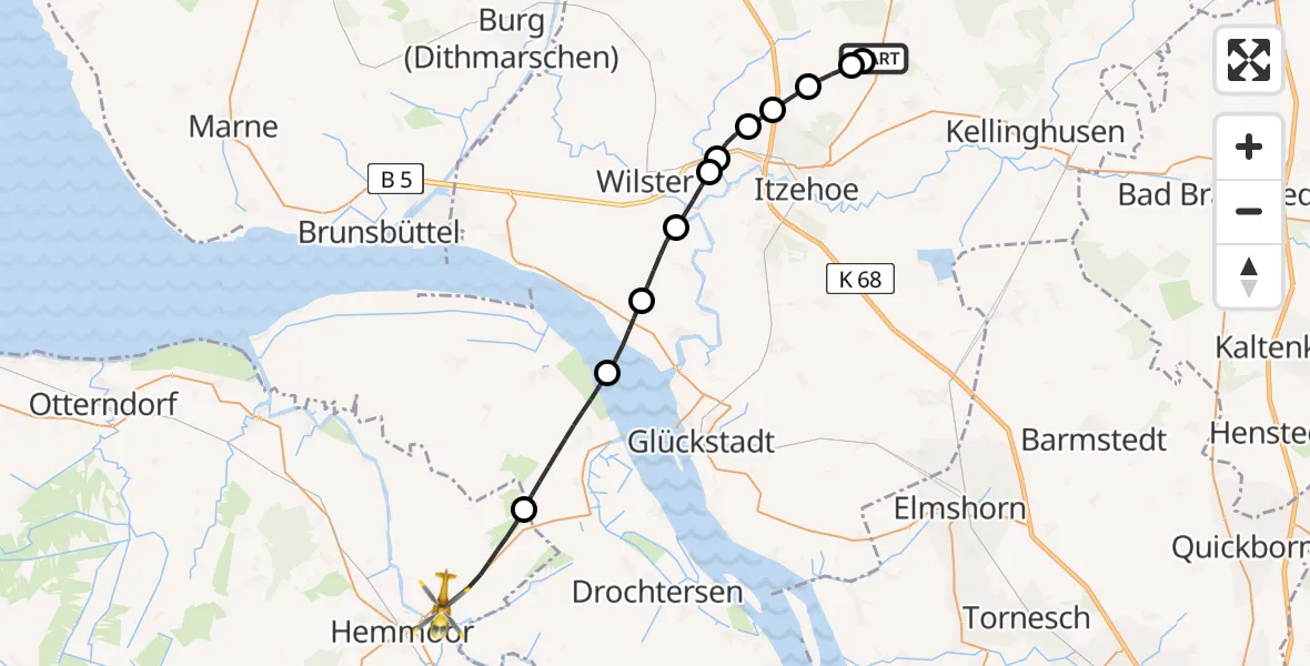 Flugroute Rettungshubschrauber Itzehoe Hungriger Wolf Flugplatz - Osten, 22 August 2026, 12:49
