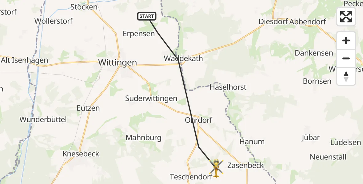 Flugroute Rettungshubschrauber Wittingen - Wittingen, 22 August 2026, 12:50