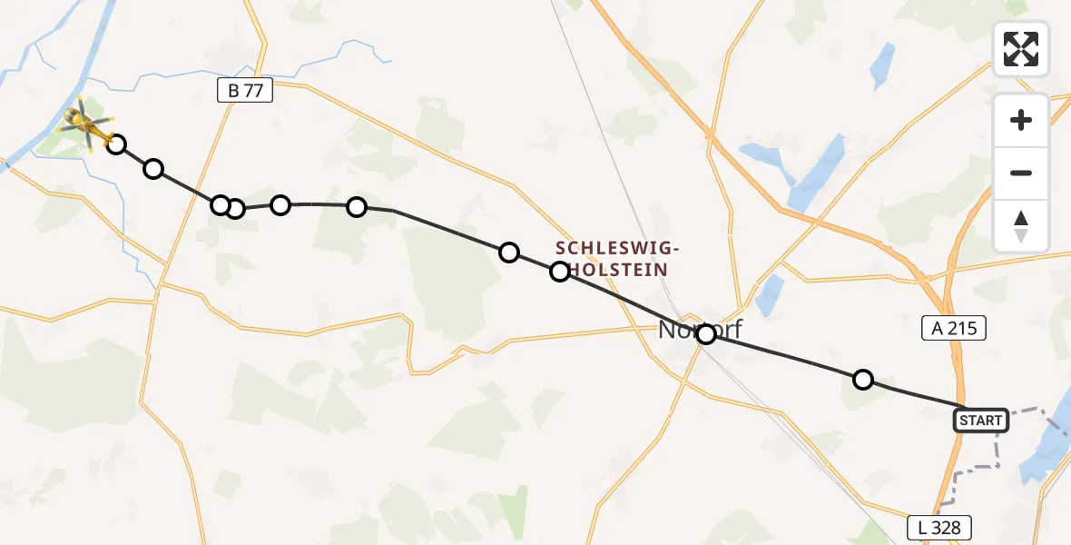 Flugroute Ambulanzhubschrauber Loop - Hörsten, 22 August 2026, 12:54