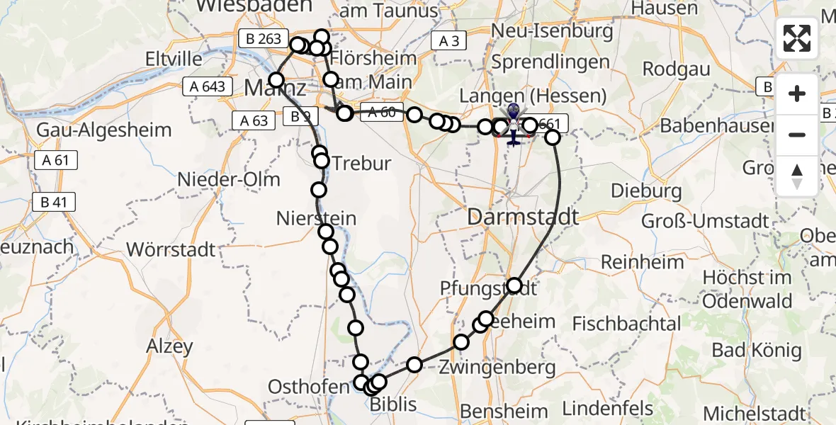 Flugroute Polizeihubschrauber Flughafen Frankfurt-Egelsbach - Flughafen Frankfurt-Egelsbach, 22 August 2026, 13:12