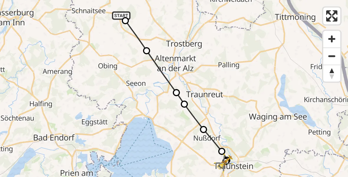 Flugroute Rettungshubschrauber Schnaitsee - Traunstein Hospital, 22 August 2026, 13:33