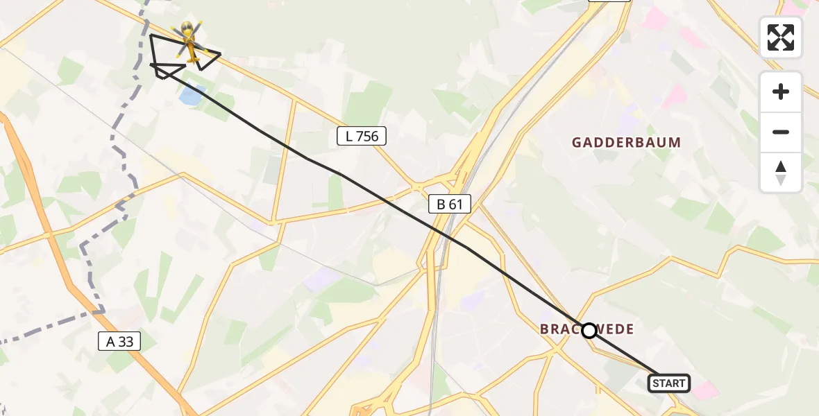 Flugroute Rettungshubschrauber Luftrettungszentrum Bielefeld - Bielefeld, 22 August 2026, 14:12
