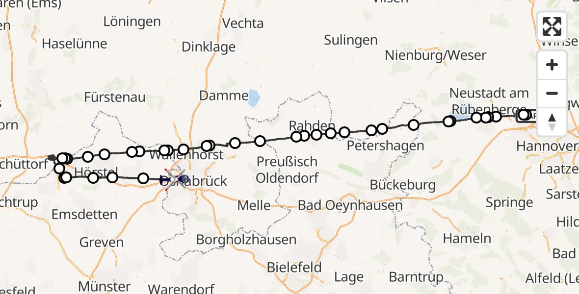 Flugroute Polizeihubschrauber Flughafen Hannover - Osnabrück, 22 August 2026, 16:52