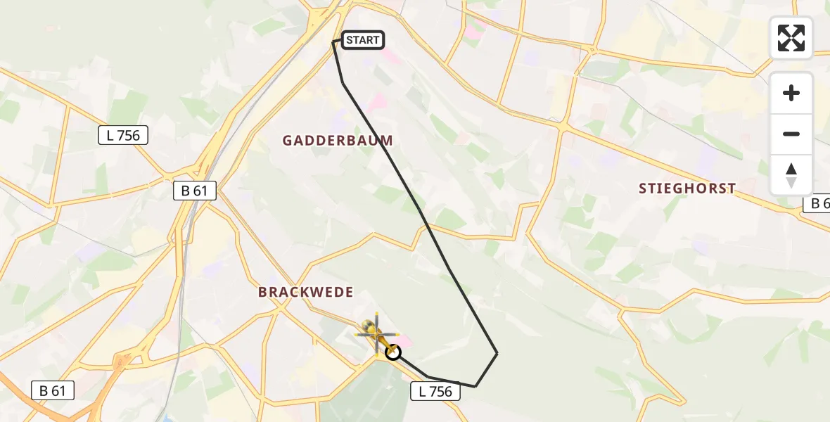 Flugroute Rettungshubschrauber Bielefeld - Luftrettungszentrum Bielefeld, 22 August 2026, 18:38