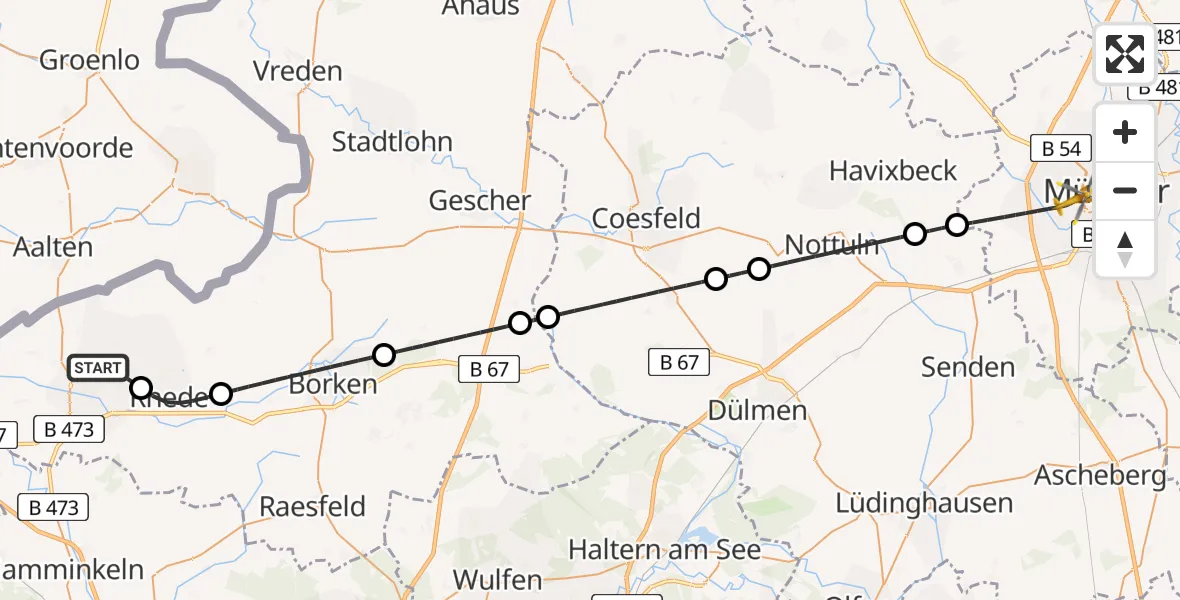 Flugroute Ambulanzhubschrauber Bocholt - Münster, 22 August 2026, 19:18