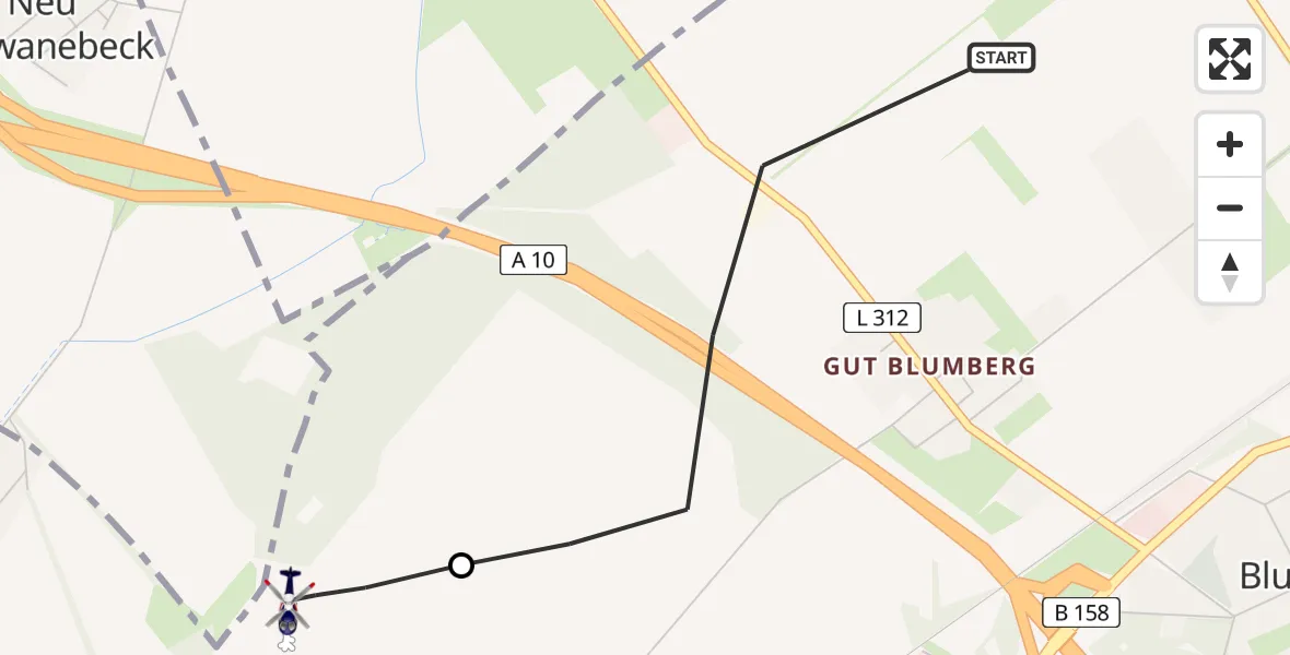 Flugroute Polizeihubschrauber Ahrensfelde - Ahrensfelde Hubschrauberlandeplatz, 22 August 2026, 23:01