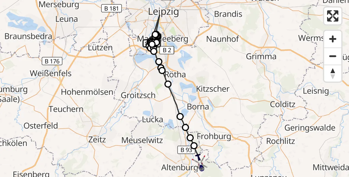 Flugroute Polizeihubschrauber Leipzig - Nobitz, 23 August 2026, 06:42