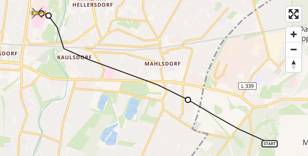 Flugroute Rettungshubschrauber Hoppegarten - Berlin Emergency Hospital, 23 August 2026, 10:57